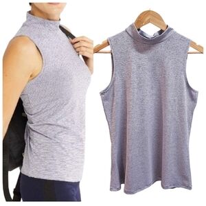 Ruby Ribbon Striped Turtleneck Tank Top Size Medium Blue Stretchy Active Workout